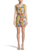 Floral Striped Paperbag Sleeveless Tie-waist Romper