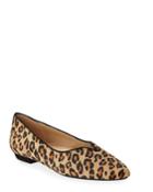 Glady Leopard-print Fur Ballerina Flats