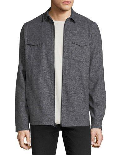 Poplin-line Zip-front Overshirt Jacket