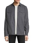 Poplin-line Zip-front Overshirt Jacket