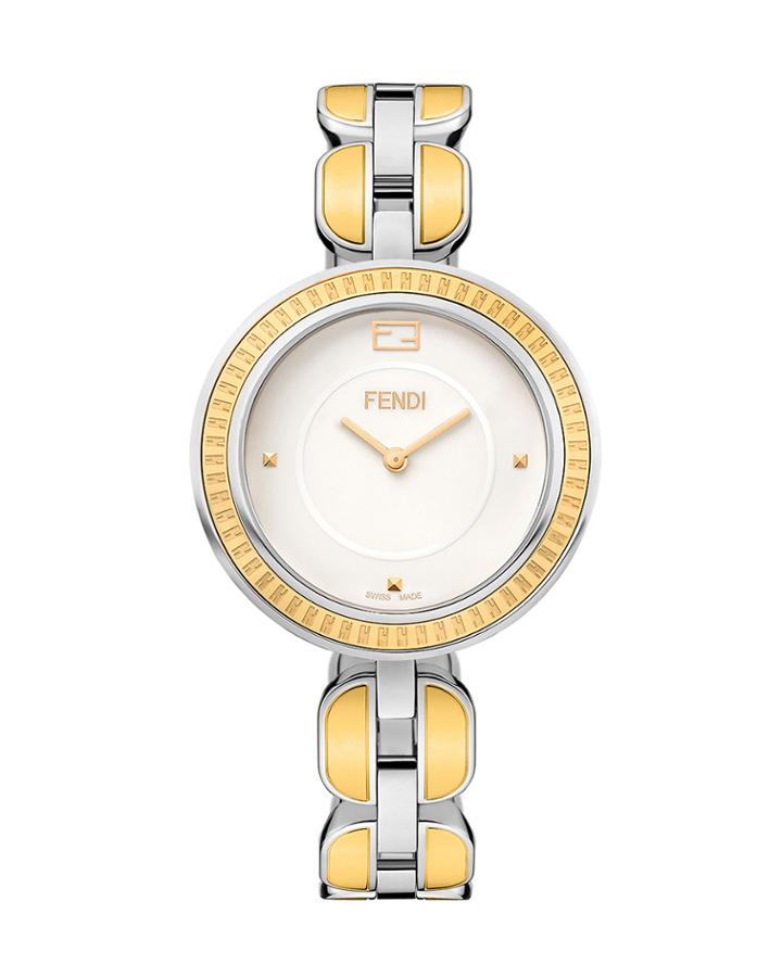 Fendi My Way 36mm Jewelry Watch, Silver/gold/white