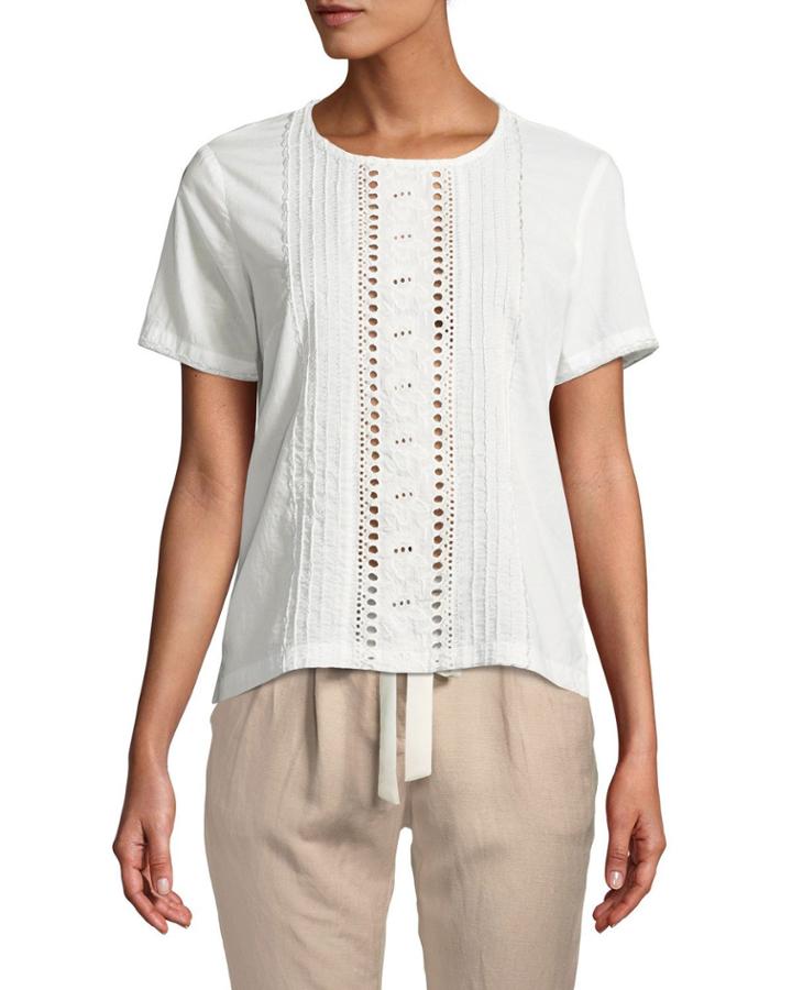 Lace-front Pleated Blouse