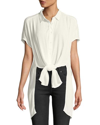Paulina Tie-front High-low Blouse