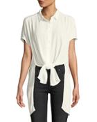 Paulina Tie-front High-low Blouse