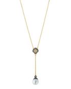 Pearly Pave Crystal Clover Y-drop Necklace