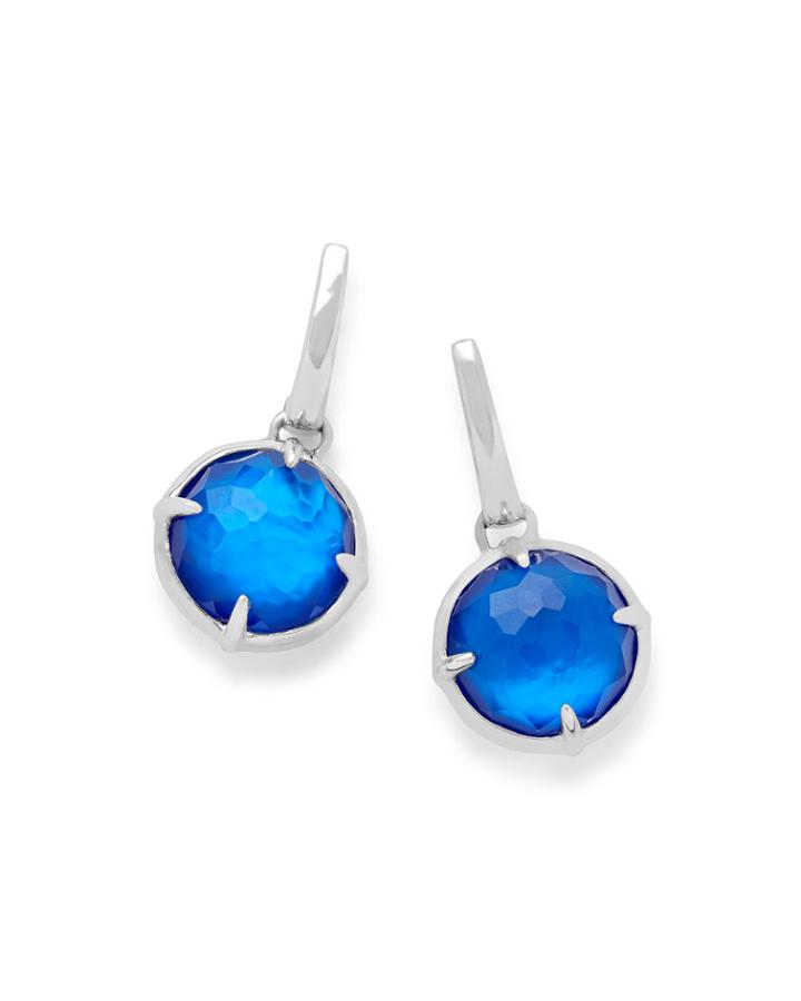 Wonderland Round Drop Earrings In Cobalt