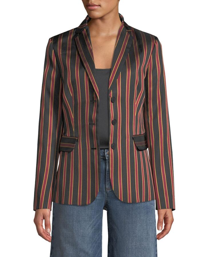 Striped Button Front Blazer