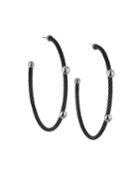 Cable Hoop Earrings, Black