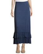 Flounce-hem Jersey Maxi Dress, Indigo