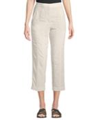 Silk-crepe Sequin-striped Cropped Pants