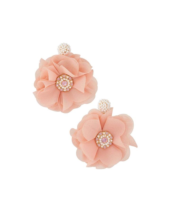 Chiffon Flower Earrings, Pink