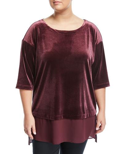 Chiffon Trimmed Velvet Tunic