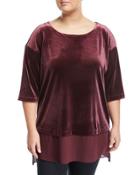Chiffon Trimmed Velvet Tunic
