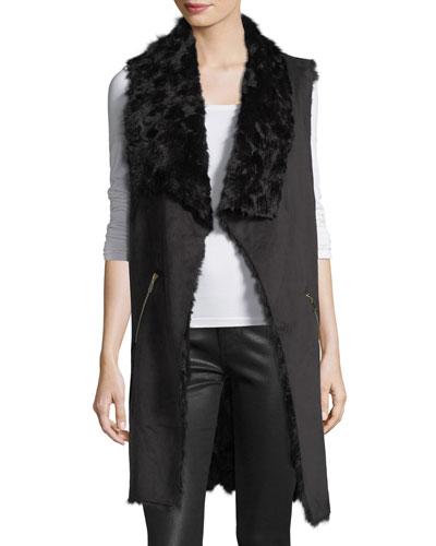 Faux Shrling Zip Pocket Vest