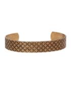 Men's Oxidized Brass Basketweave Open Cuff Bracelet