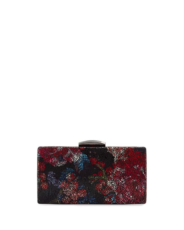 Multicolored Crackle-print Minaudiere Box Clutch