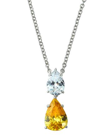 Double Cubic Zirconia Pear Necklace