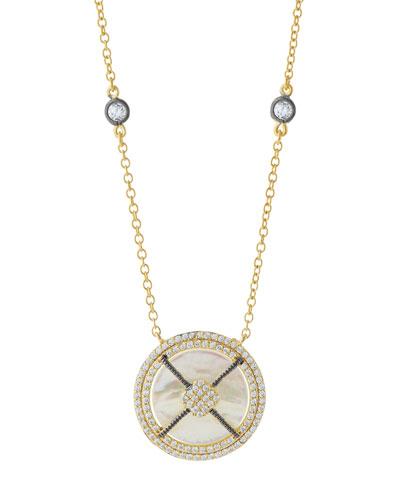 Caged Iridescent Round Pendant Necklace
