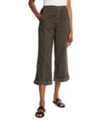 Bucolic Pinstriped Wide-leg Linen Cropped Pants