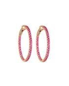 18k Rose Gold Pink Sapphire Hoop Earrings