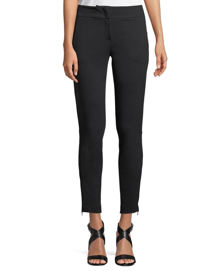 Fitted Straight-leg Milano Jersey Sport Pants W/ Zip Detail
