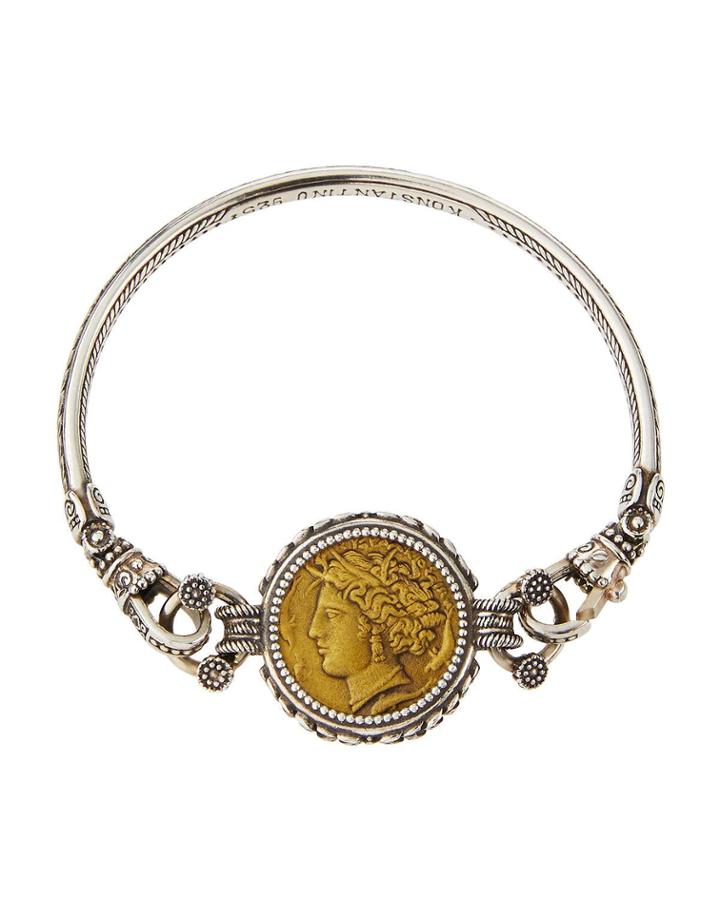 Eros Silver And Bronze Coin Bangle Bracelet