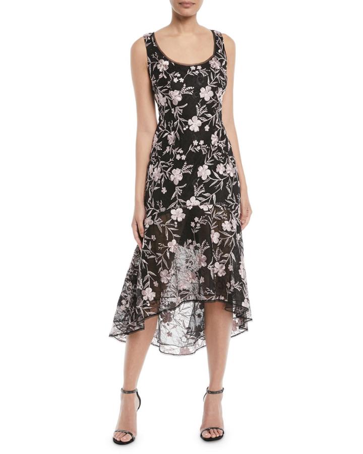 High-low Floral Embroidered