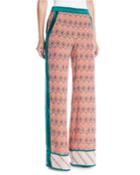 Almasi-print Wide-leg Pull-on Trousers