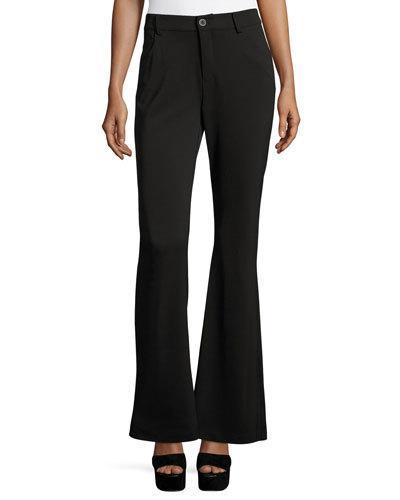 Bell-bottom Knit Pants, Black