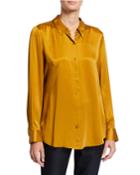 Sandwash Silk Button-front Long-sleeve