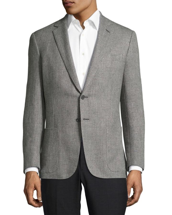 Waffle-knit Sport Coat, Gray
