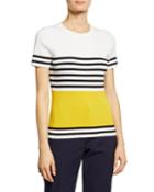 Ribbed Striped Short-sleeve