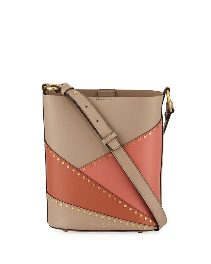 Adan Studded Patchwork Leather Bucket Bag