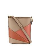 Adan Studded Patchwork Leather Bucket Bag