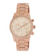 Ritz 37mm Chronograph Watch W/ Crystals, Rose