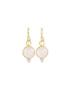 18k Gold Provence Round Drop Earrings - Rose Quartz