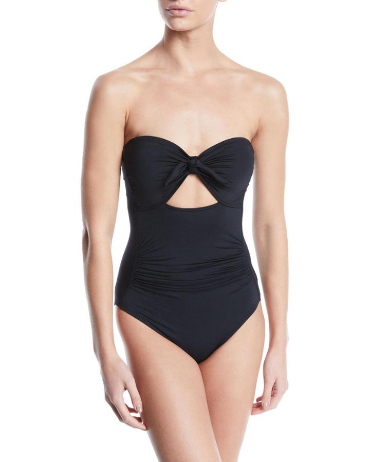 Solid Bandeau Cutout One-piece
