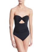 Solid Bandeau Cutout One-piece