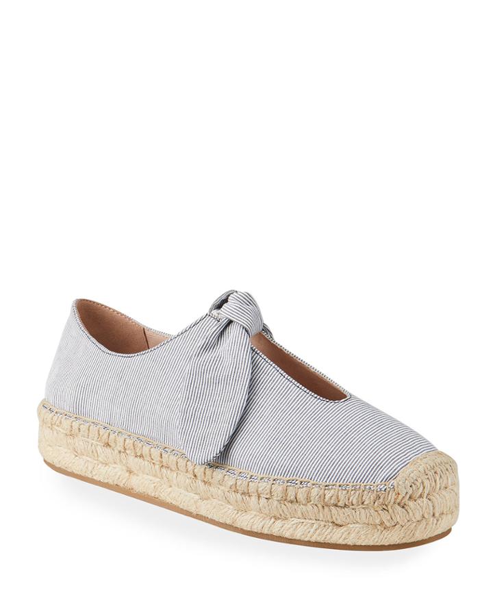 Viola Striped Flat Espadrilles, Blue