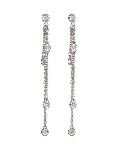 14k White Gold By-the-yard Diamond Dangle Earrings