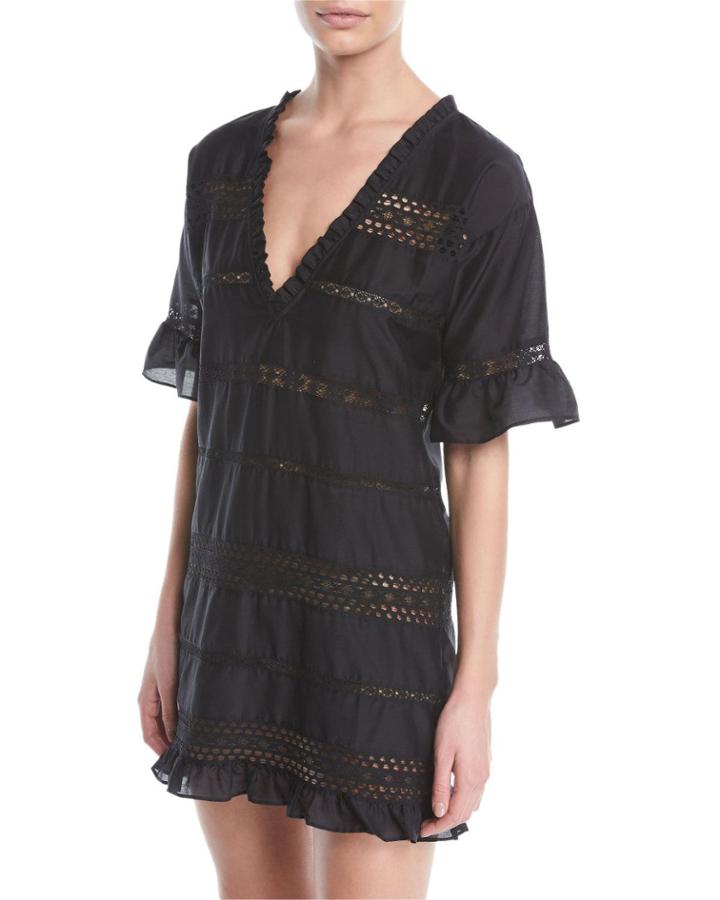Nicole Cotton-silk Ruffle Coverup Tunic