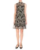 Nena Sleeveless A-line Floral-embroidered Dress