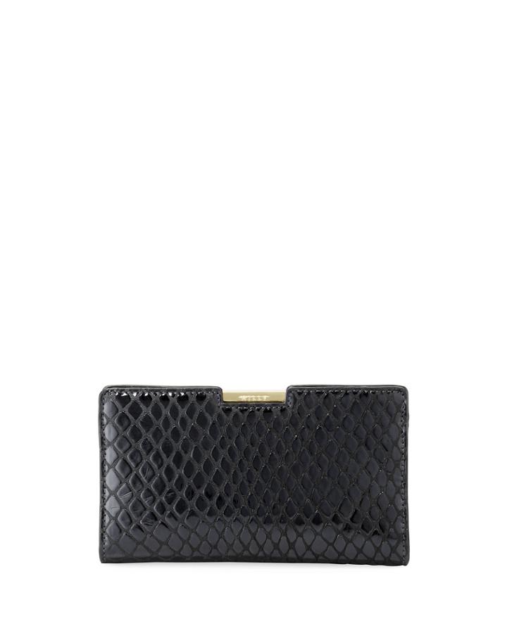 Metallic Reptile-embossed Framed Clutch Bag