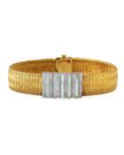 18k Woven Bracelet W/ Diamonds & Mother-of-pearl