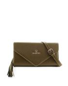 Odette Leather Envelope Clutch Bag, Army Green