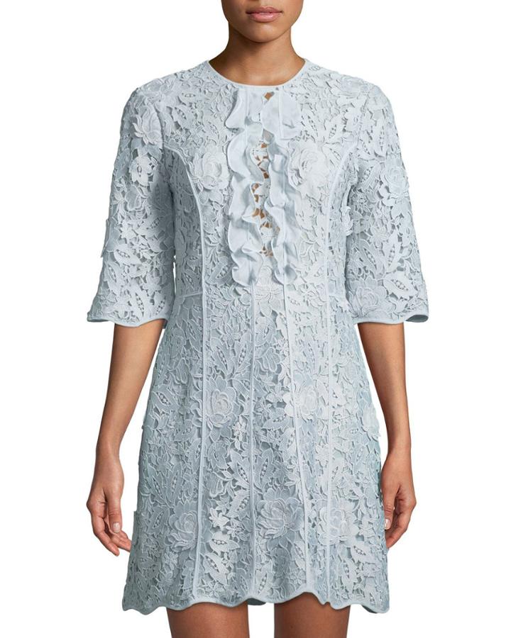 Odette Floral Crochet Ruffle Dress