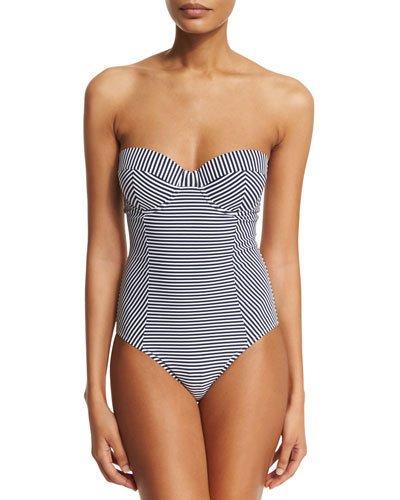 Striped Bandeau One-piece