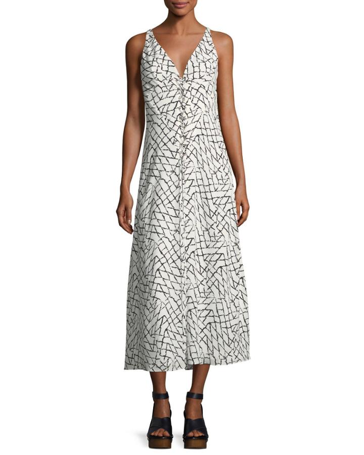 Net-print Silk Georgette Slip Dress With