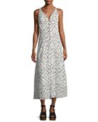 Net-print Silk Georgette Slip Dress With