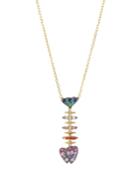 Rainbow Fishbone Pendant Necklace
